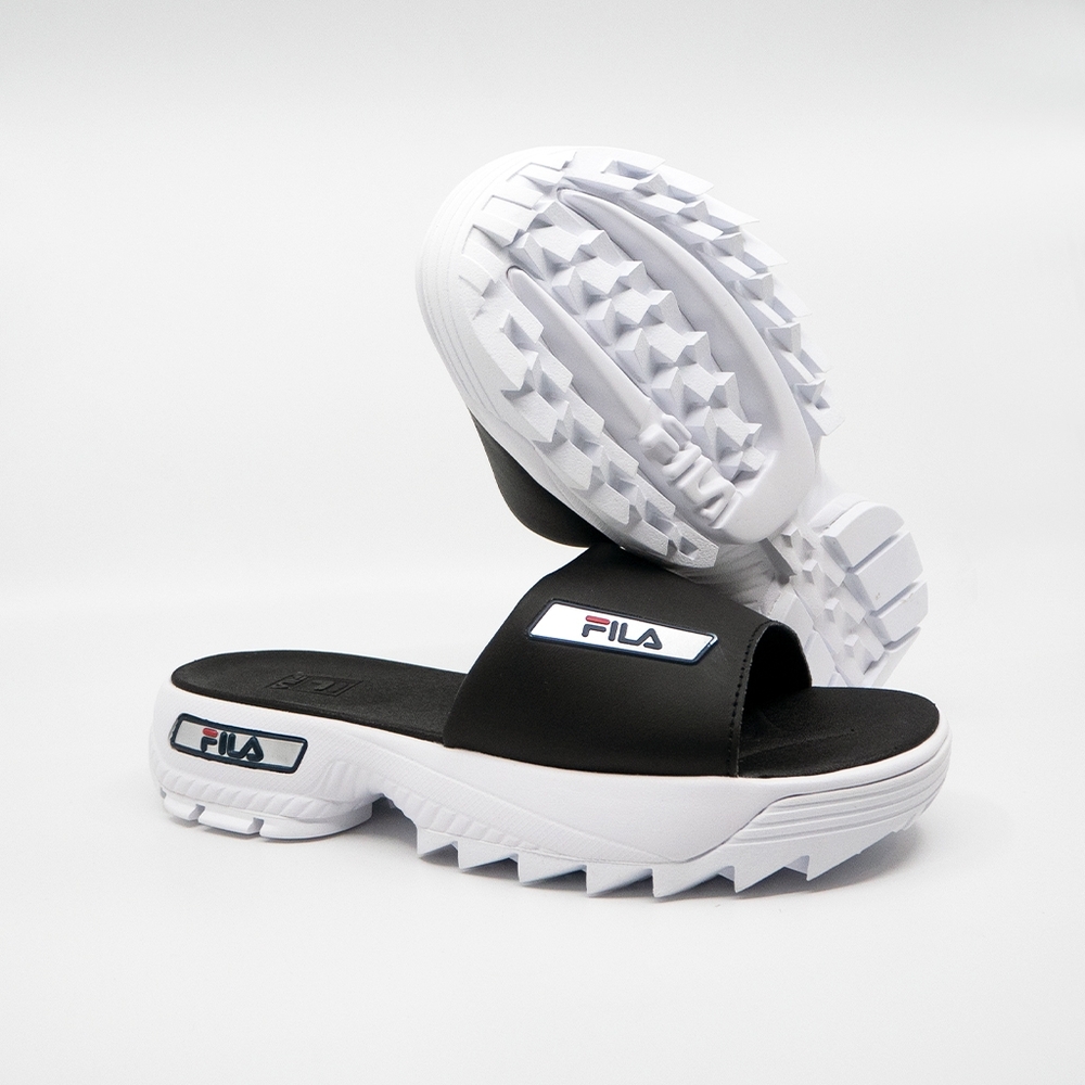 Fila Black and White Chunky Platform Sandals